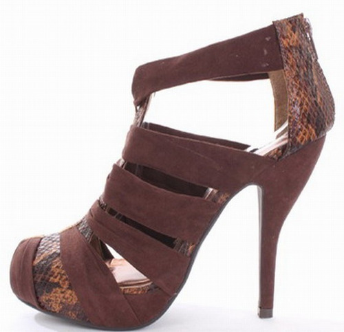 Sandalias Suede Cafe Snake Plataforma Importadas Usa