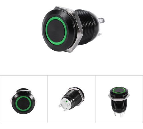 Coche 12mm Luz Led Momentaria Pulsador Interruptor De Altern