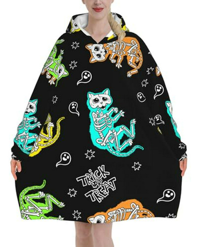 Manta Sudadera Con Capucha De Gato Negro Para Halloween