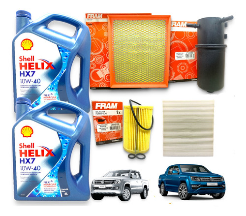 Kit 4 Filtros Amarok 2010 2011 2013 2014 2015 + Aceite Shell