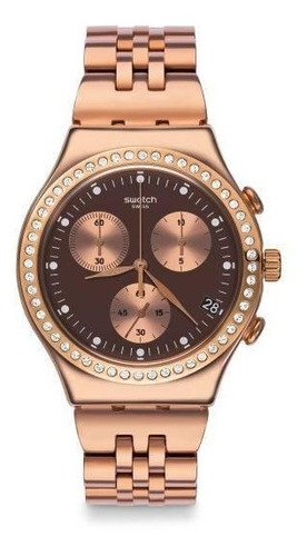 Relógio Swatch Precious Ycg414g Aço Rosé Preto Original