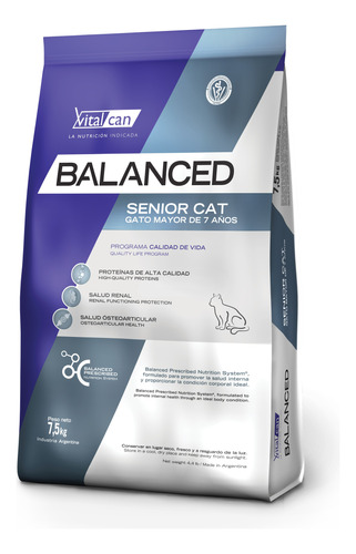 Vitalcan Balanced Gato Senior 7,5kg 