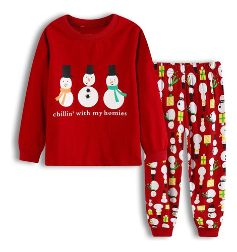 Juego De Pijama De Navidad De Algodón Para Niños De 2 Piezas