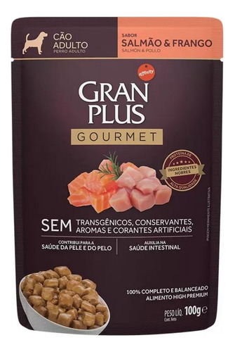 Sachê Para Cães Adultos Salmão E Frango 100g Gran Plus