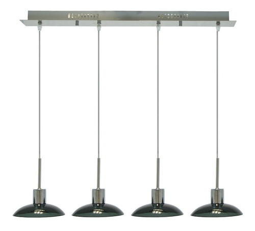 Lámpara Colgante Led 4 Luces Cristal De Humo Acabado Cromo Color Gris Lumimexico 04066-4