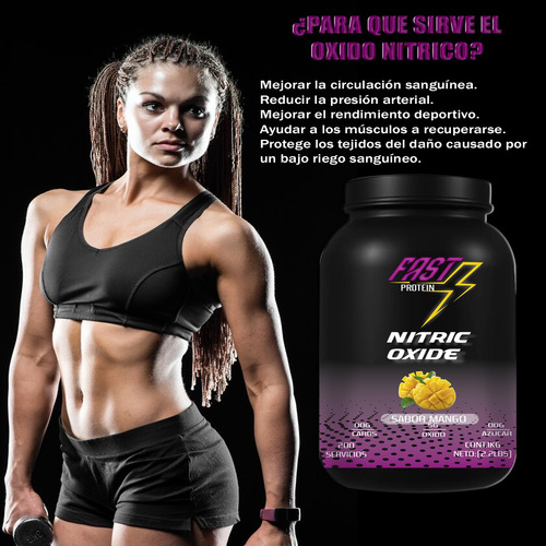 Óxido Nítrico Fast Suplement 1kg 200 Serv Varios Pre Entreno Mango-