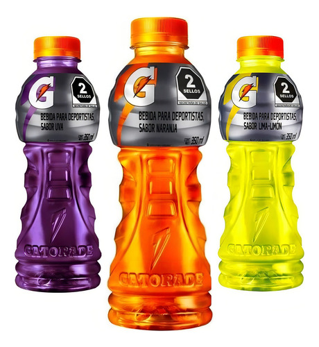 15 Pack Bebida Gatorade Lima Uva Naranja 350 Ml