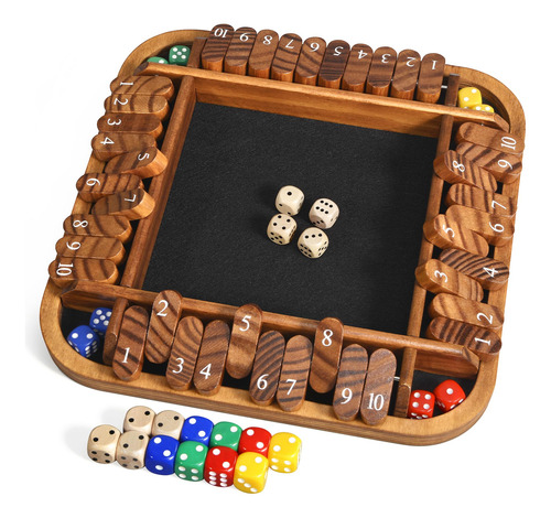 Juego De Dados Shut The Box Elongdi Para 1-4 Jugadores Con 1