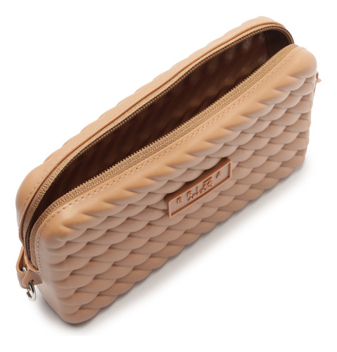 Bolsa De Mão Brizza Arezzo Feminina Acambamento dos ferragens Níquel Cor Marrom Correia de ombro Z1950700070007U UN Desenho do tecido Lisa