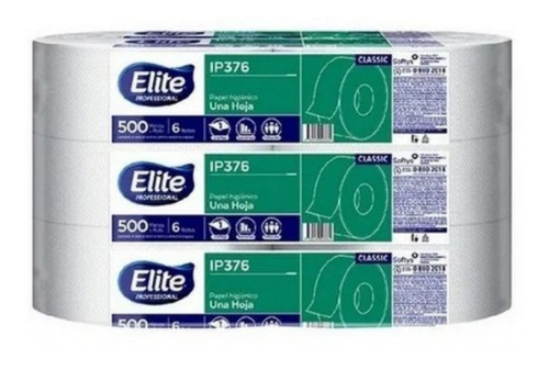 Papel Higiénico Jumbo Elite X 6 Rollos De 500 Mts Eco Ip376