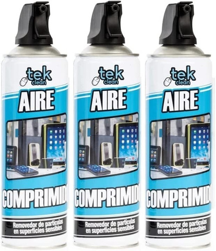 Pack 3 Aire Comprimido Removedor De Polvo 480 Ml Tekclean