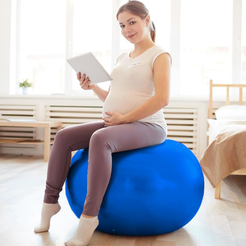 Pelota De Pilates O Balón De Yoga & Pilates De 65cm+inflador Color Azul Lisa