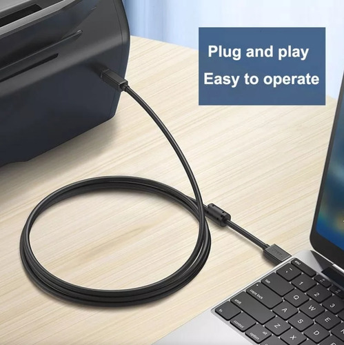 Cable Usb A - Usb B 2.0 Para Impresora Todo En Uno De 10 Met