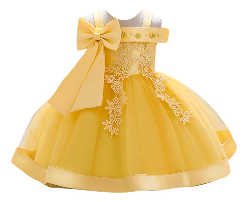 Vestido De Niña Princesa Bella Fiesta Cumpleaños Amarillo