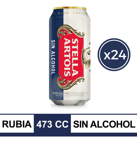 Cerveza Stella Artois Sin Alcohol Rubia 473ml Pack X 24 Uni