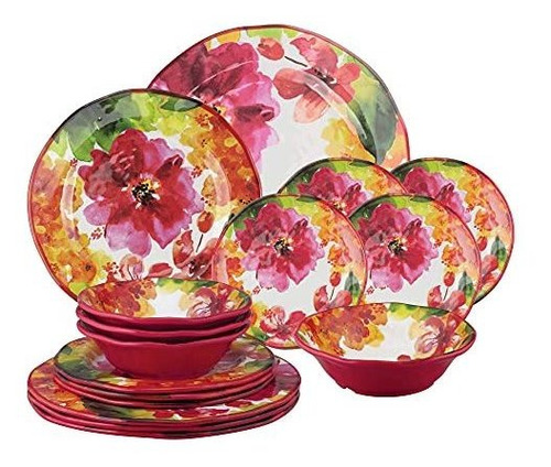 Upware 16-piece Melamine Dinnerware Set, Includes Dinner Pla