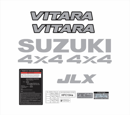 Kit Adesivo Emblema Suzuki Vitara Jlx 4x4 Resinado Vtr05