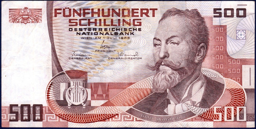 500 Shilling 1 7 1985 Billete De Austria Otto Wagner