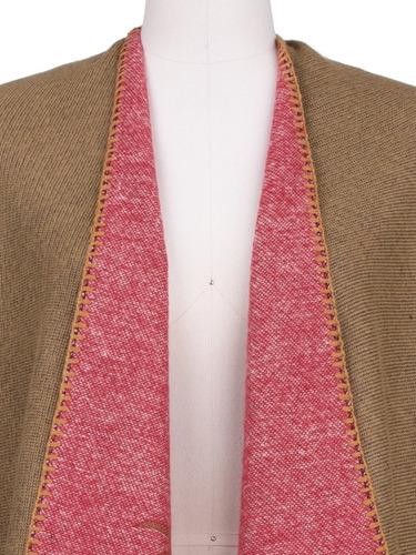 Imagen 6 de 10 de Poncho, Capa, Chal, Mañanita Tejido Floral Bicolor, Suave.