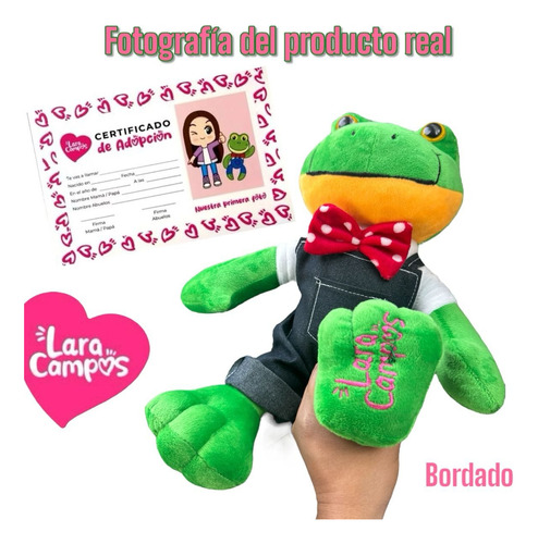 10 Pzas Rana Peluche Rana Rene Rhenne Lara Campos Ranita Verde Rana
