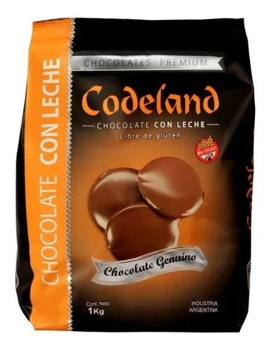 Imagen 1 de 1 de Chocolate Con Leche Codeland X 1 Kg Sin Tacc