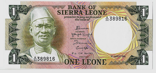 Fk Billete Sierra Leona 1 Leone 1984 P-5e Sin Circular