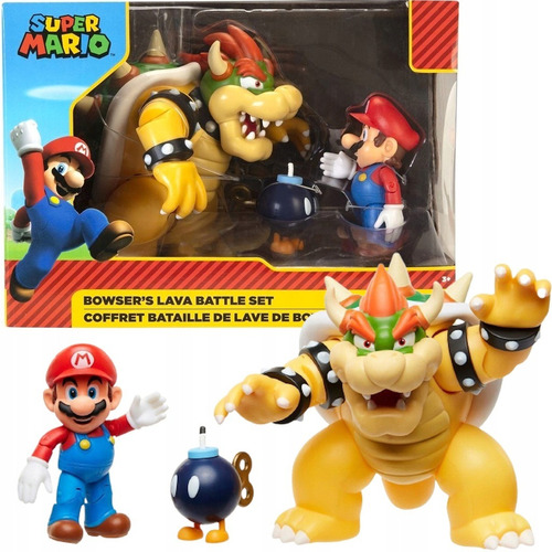 Muñeco Super Mario Vs Bowser Set Batalla De Lava Original 