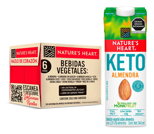 Caja De Bebidas Vegetales Nature's Heart Keto Almendra X6 U