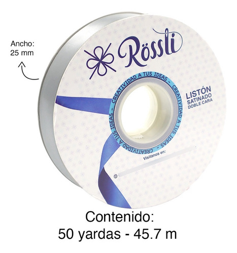 Listón Satinado Doble Cara No. 5 Con 45.7 Metros Gris Liston Satinado No.5