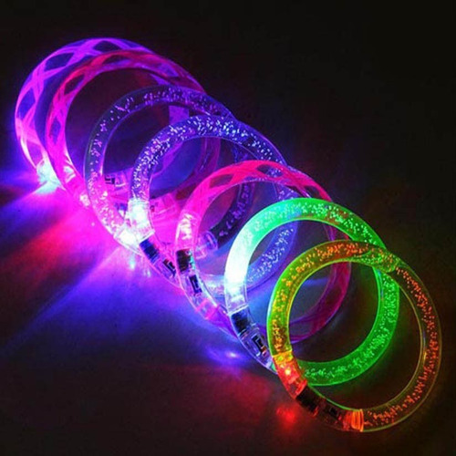 10 Pulseras Luz Led Batucada Boda Xv Disco Neon Fiesta Led Surtido