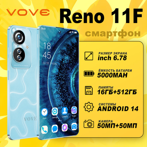 Reno 11f Vove 2025 El Más Popular Intelligent 5g Wifi Es Súper Barato 6.78 Pantalla Grande Celular Android 14 Desbloquea Dual Sim 16+512gb Smartphone Azul