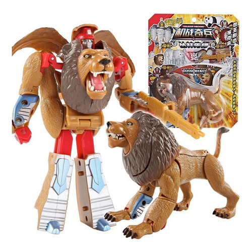 2pcs Transformador Animal Leão E Tigre Robô Brinquedo Fingir