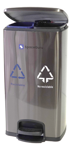 Tacho Basura Reciclaje 50 Lts Acero Inox Pedal Cierre Solo Acero Inox