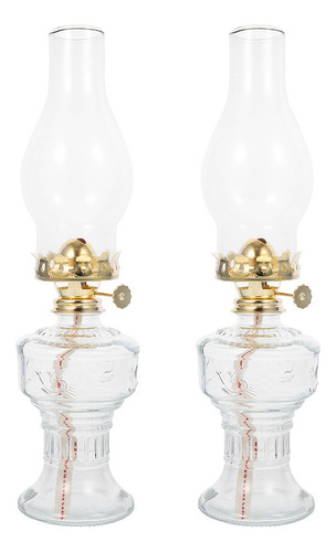 Lámpara Cilíndrica De Queroseno Decor Glass, 2 Unidades
