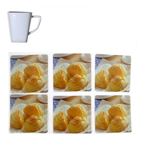 Juego De 6 Manteles Individuales+6 Posavasos Pastel Hojaldre