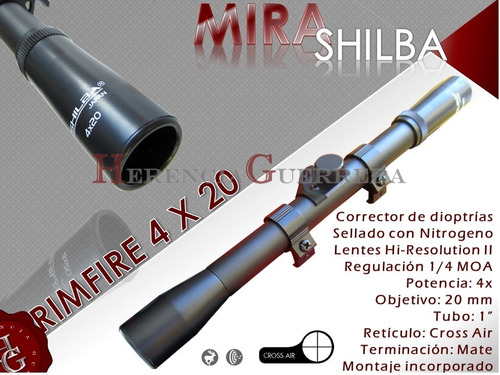 Imagen 2 de 7 de Mira Shilba Rimfire 4x20 Aire Comprimido Co2 Pcp Anillas
