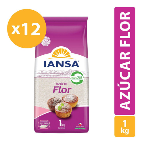 Azúcar Flor Iansa 1kg Pack 12 Unidades