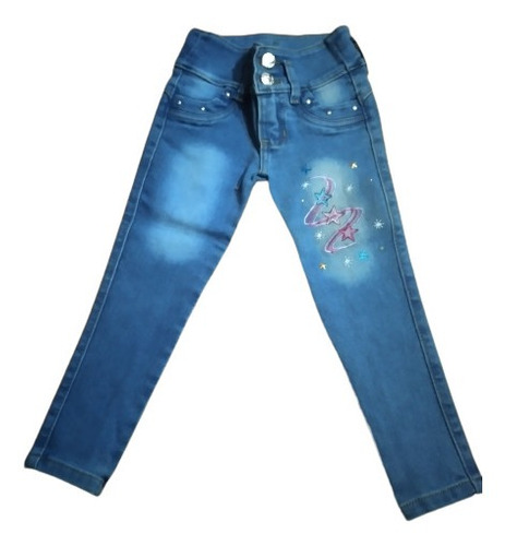 Jeans Elasticado Con Bordados Niña