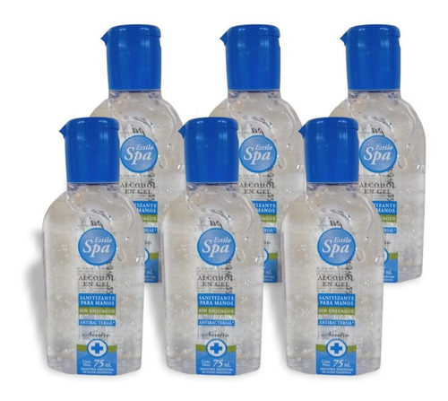 Alcohol En Gel Sanitizante Sin Enjuague Spa 75ml Pack 6un