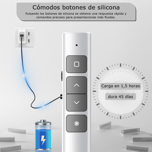 Apuntador Presentador Láser Inalámbric Remoto Usb Recargable Color Blanco