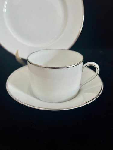 Trio De Te Lorenz Hutschenreuther Germany White Silver C1955 Blanco White Silver Line (Usado)