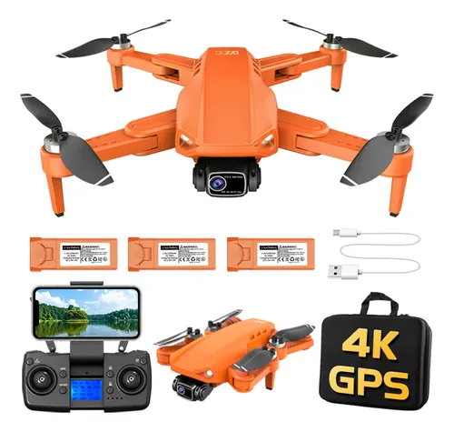 Drone L900 Pro Se Mini Drones 4k Com Gps Com 3 Baterias Laranja