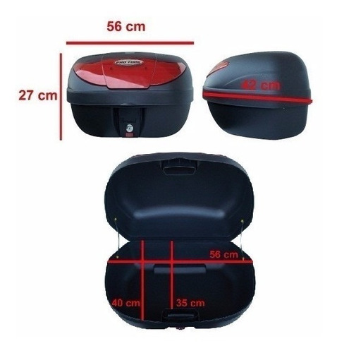 Imagem 4 de 6 de Bau Tork 45 Litros + Bagageiro Cg Titan 150 2006 Preto Polim