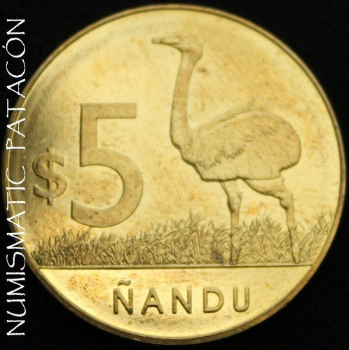 Moneda 5 Pesos Uruguay 2014 Ñandu Con Defecto Acuñacion S/c