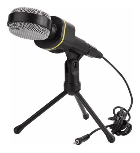 Microfone Multimídia Condensador Gravação P2 Tripé Cor Preto