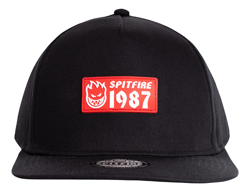 Gorro Snapback Spitfire 1987 Logo Visera Plana Negro