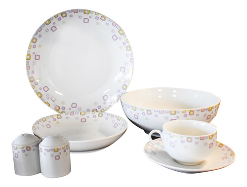Imagen 2 de 5 de Vajilla Porcelana Fina Elegante 34p 6persona Plato Taza Bowl