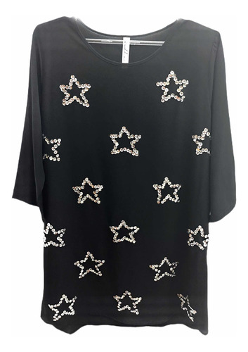 Vestido Negro Bordado Estrellas