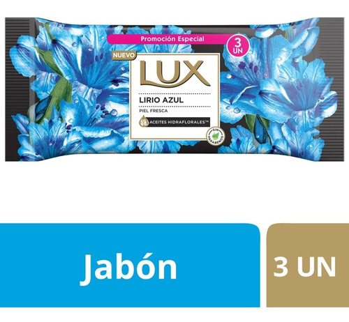 Jabon En Barra Lux Lirio Azul Piel Fresca 3 X 125 G