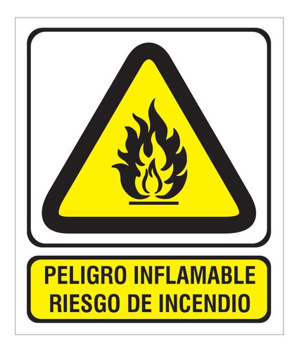 Cartel Peligro Inflamable Riesgo De Incendio 22x26 Alto Imp